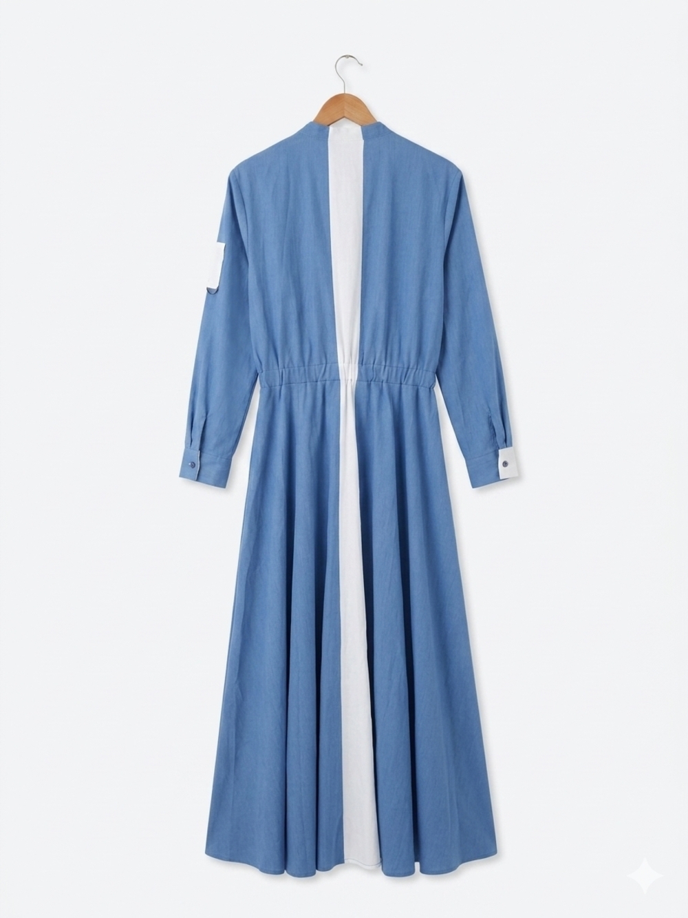 JUMP Barcelona Denim Colorblock Utility Maxi Dress Two Tone European Size M - Picture 2 of 11